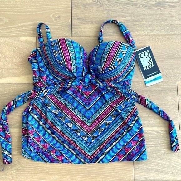 NWT Coco Reef Five Way Bra Sized Underwire Tankini Top - Santa Cruz - Picture 4 of 7